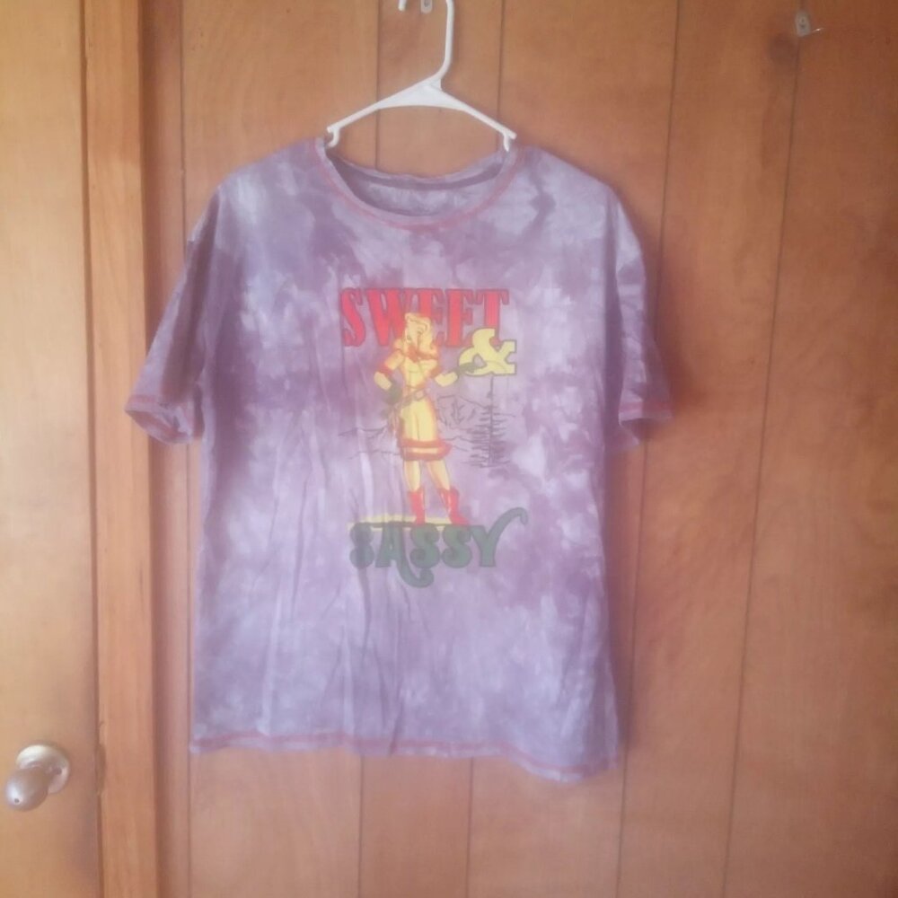 American Bling Sweet & Sassy Graphic Tee Purple Tie Dye Short Sleeve Top XL